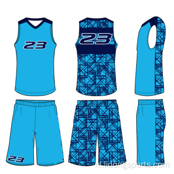 Aangepaste basketbal jersey uniform ontwerp kleur blauw